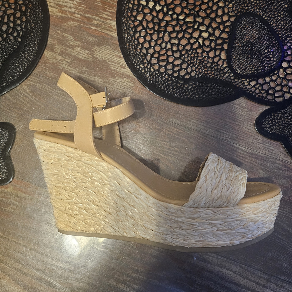 Soda Beige Wedge Sandals